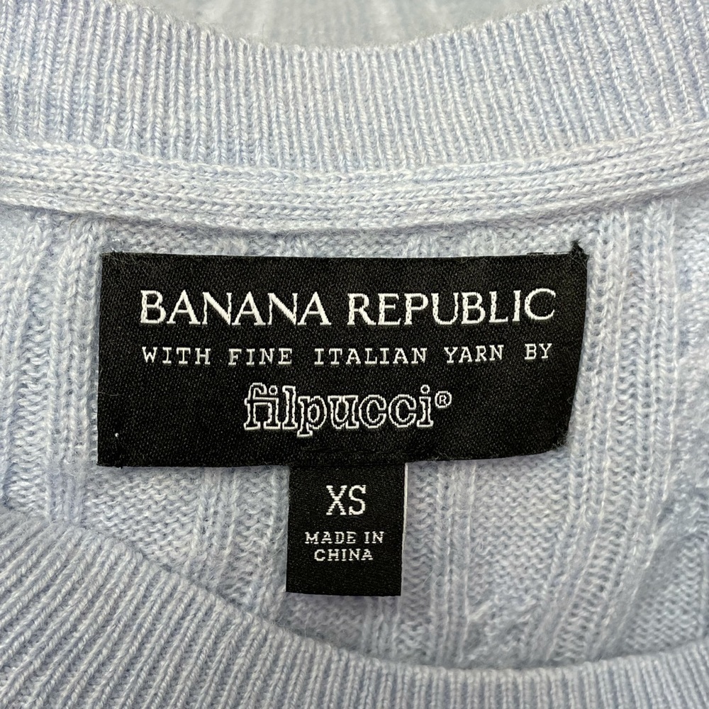 Banana Republic Blue Cable Knit XS Merino Cashmere - Picture 4 of 6